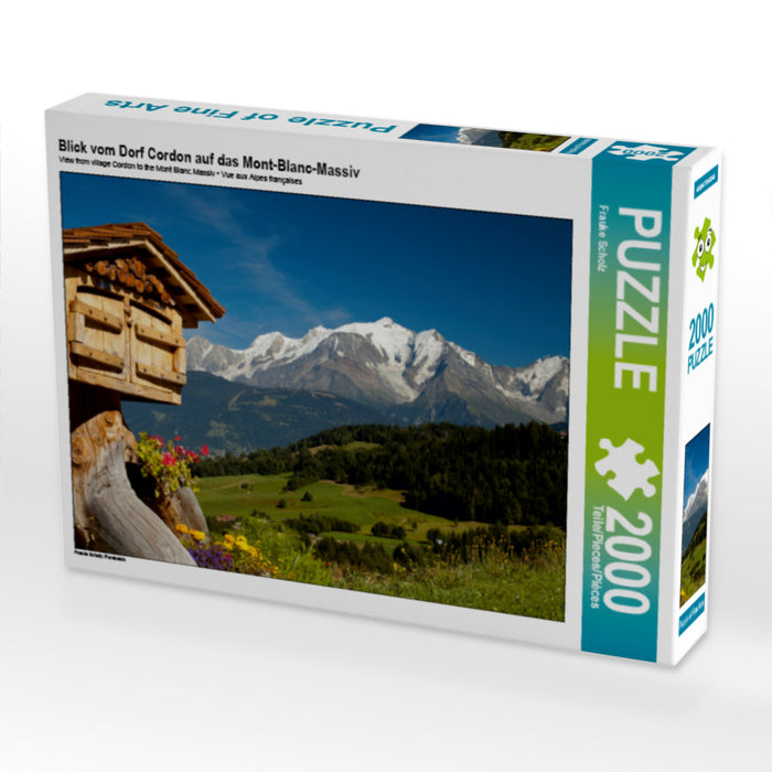 Blick vom Dorf Cordon auf das Mont-Blanc-Massiv - CALVENDO Foto-Puzzle - calvendoverlag 29.99