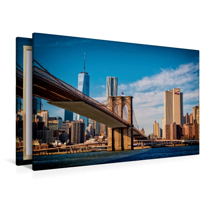 Premium Textil-Leinwand Premium Textil-Leinwand 120 cm x 80 cm quer Ein Motiv aus dem Kalender Brooklyn Bridge - Brücke in eine neue Welt