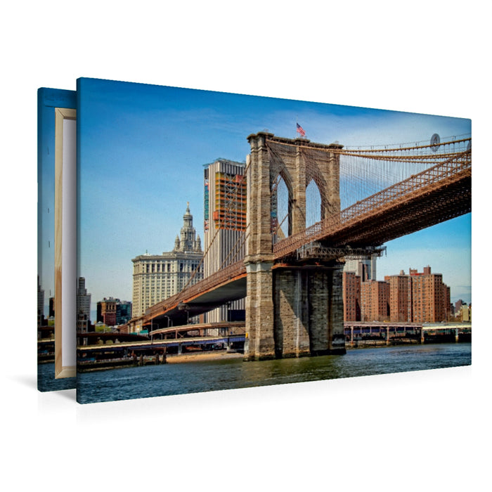 Premium Textil-Leinwand Premium Textil-Leinwand 120 cm x 80 cm quer Brooklyn Bridge - Brücke in eine neue Welt