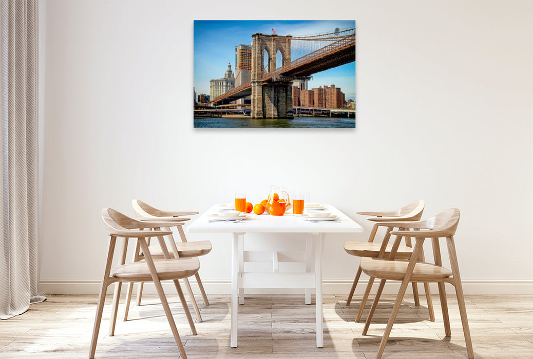 Premium Textil-Leinwand Premium Textil-Leinwand 120 cm x 80 cm quer Brooklyn Bridge - Brücke in eine neue Welt