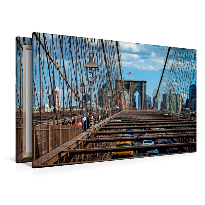 Premium Textil-Leinwand Premium Textil-Leinwand 120 cm x 80 cm quer Brooklyn Bridge - Brücke in eine neue Welt