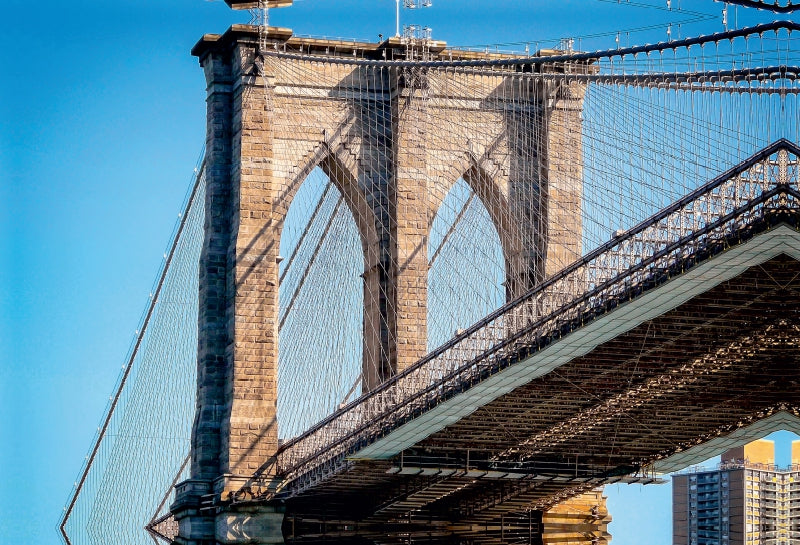 Toile textile haut de gamme Toile textile haut de gamme 90 cm x 60 cm à travers le pont de Brooklyn - Pont vers un nouveau monde 