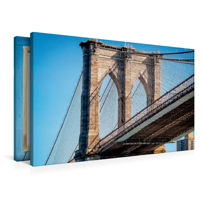 Toile textile haut de gamme Toile textile haut de gamme 90 cm x 60 cm à travers le pont de Brooklyn - Pont vers un nouveau monde 