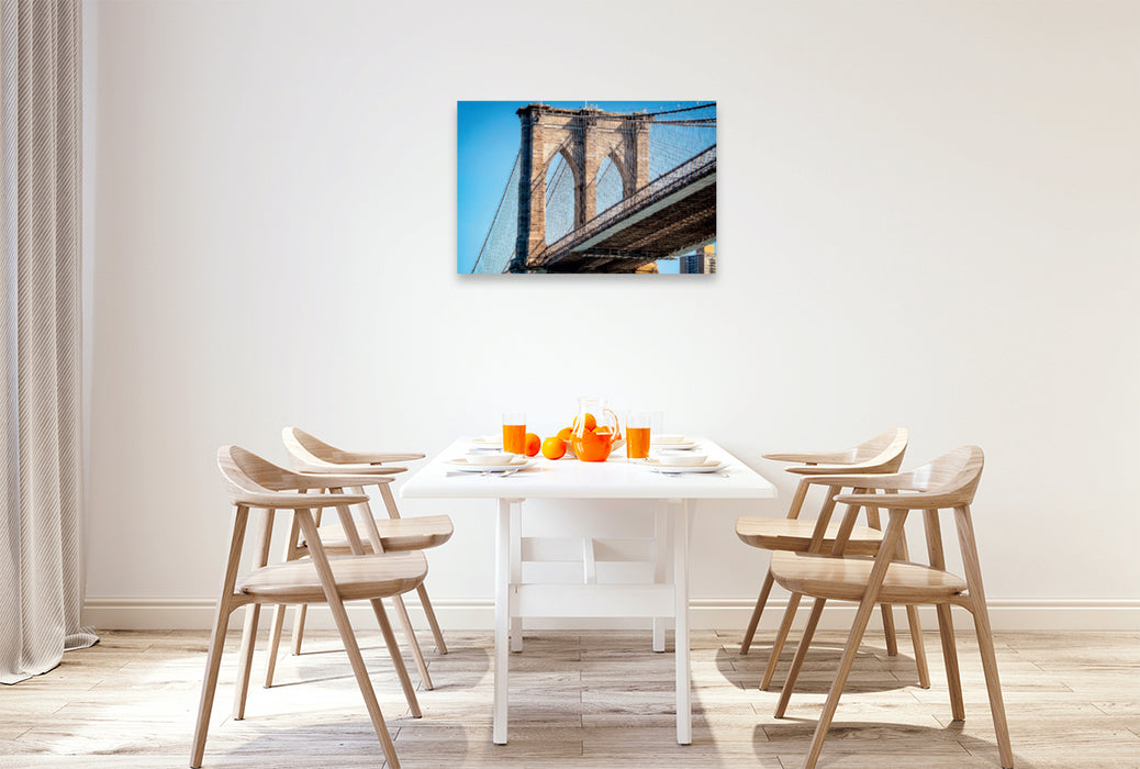 Premium Textil-Leinwand Premium Textil-Leinwand 90 cm x 60 cm quer Brooklyn Bridge - Brücke in eine neue Welt