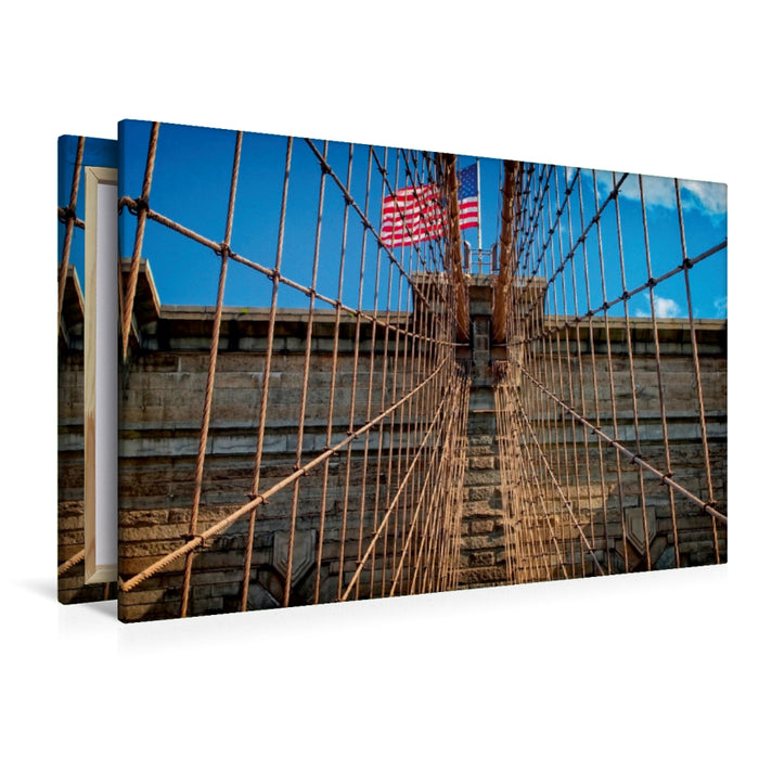 Premium Textil-Leinwand Premium Textil-Leinwand 120 cm x 80 cm quer Brooklyn Bridge - Brücke in eine neue Welt