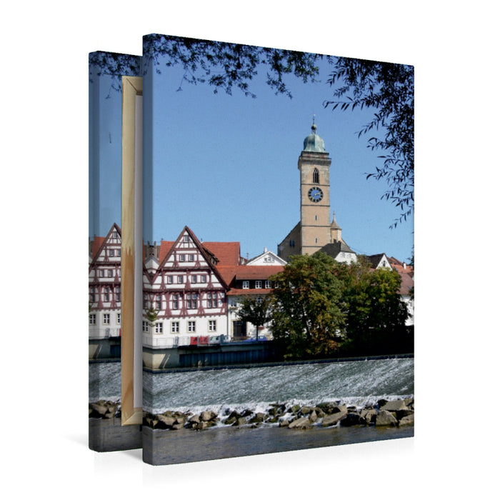 Premium Textil-Leinwand Premium Textil-Leinwand 50 cm x 75 cm hoch Nürtingen, Altstadt mit Stadtkirche