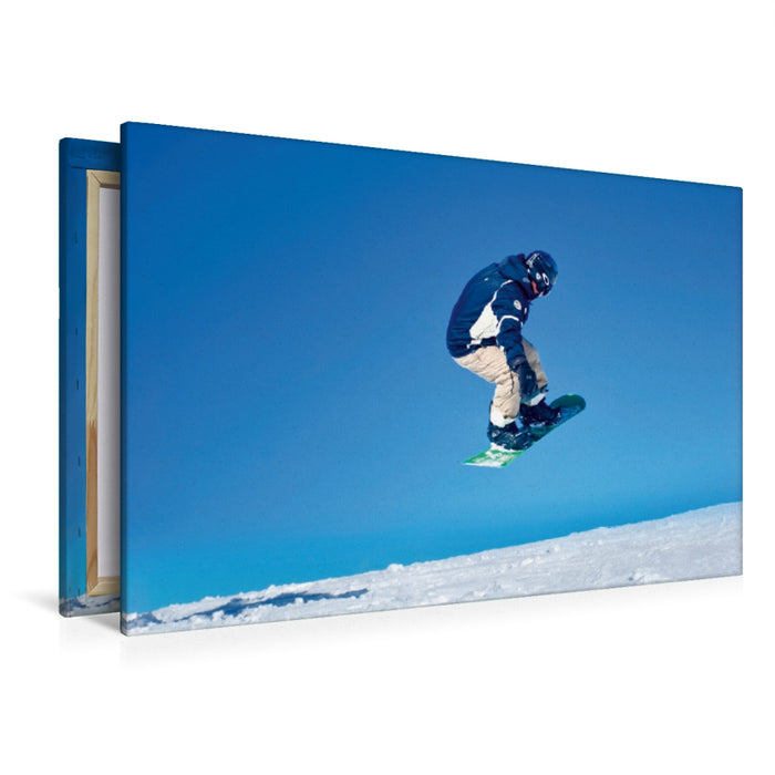Premium Textil-Leinwand Premium Textil-Leinwand 120 cm x 80 cm quer Snowboarden - ein Stück Freiheit