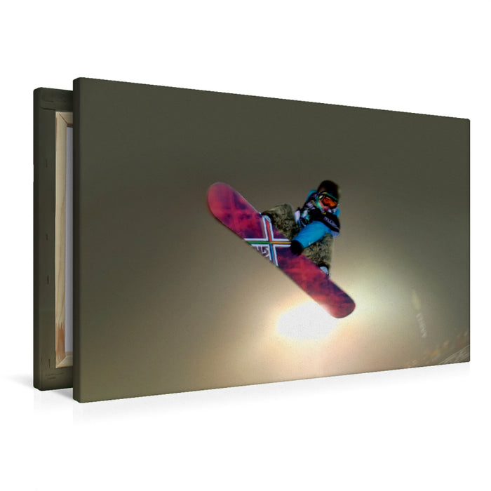 Premium Textil-Leinwand Premium Textil-Leinwand 90 cm x 60 cm quer Snowboarden - ein Stück Freiheit