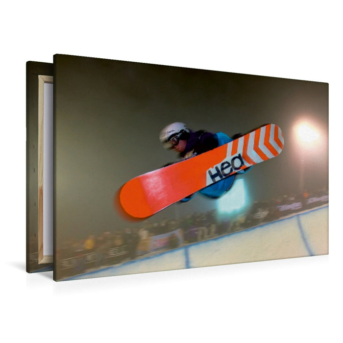 Premium Textil-Leinwand Premium Textil-Leinwand 120 cm x 80 cm quer Snowboarden - ein Stück Freiheit