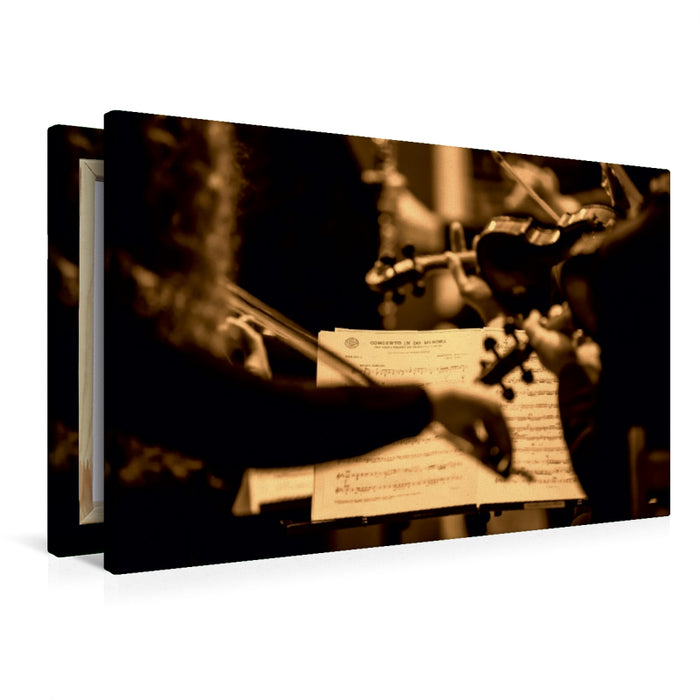 Premium Textil-Leinwand Premium Textil-Leinwand 90 cm x 60 cm quer Ein Motiv aus dem Kalender Geige - Bühne frei für ein Reichtum an Klangfarben