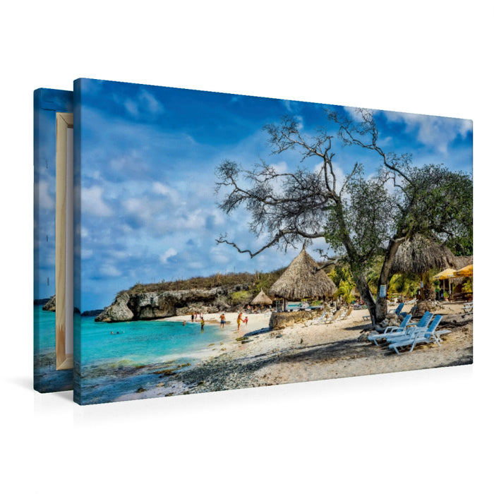 Toile textile premium Toile textile premium 90 cm x 60 cm paysage Curaçao - île colorée des Caraïbes 