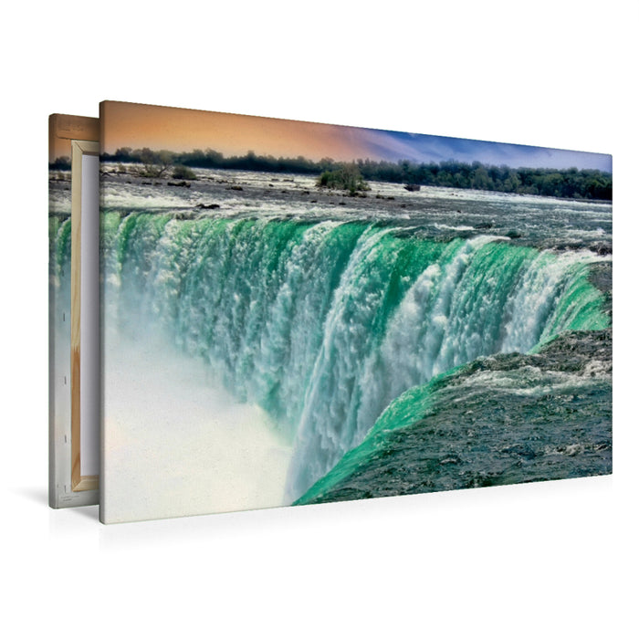 Toile textile premium Toile textile premium 120 cm x 80 cm paysage Chutes du Niagara - American Falls et Horseshoe Fall 