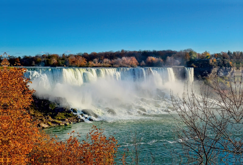 Toile textile premium Toile textile premium 90 cm x 60 cm paysage Chutes du Niagara - American Falls et Horseshoe Fall 