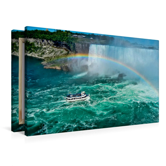 Toile textile premium Toile textile premium 90 cm x 60 cm paysage Chutes du Niagara - American Falls et Horseshoe Fall 