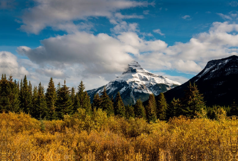 Premium Textil-Leinwand Premium Textil-Leinwand 120 cm x 80 cm quer Two Jack Lake, Banff Nationalpark, Alberta