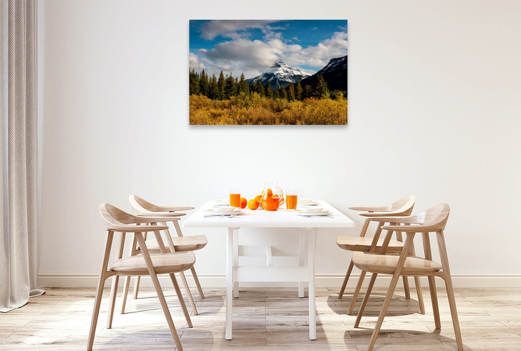 Toile textile haut de gamme Toile textile haut de gamme 120 cm x 80 cm paysage Two Jack Lake, parc national Banff, Alberta 