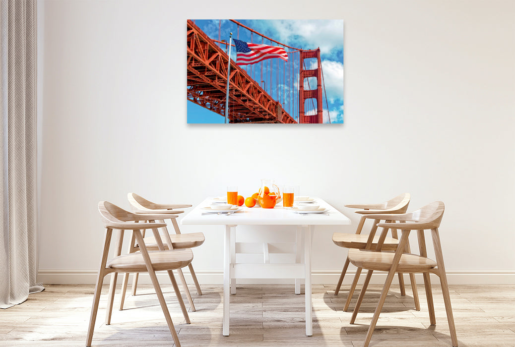 Premium Textil-Leinwand Premium Textil-Leinwand 120 cm x 80 cm quer Golden Gate Bridge - Synonym für San Francisco