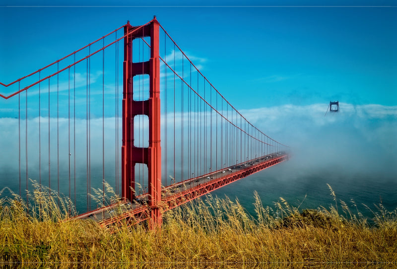 Premium Textil-Leinwand Premium Textil-Leinwand 120 cm x 80 cm quer Golden Gate Bridge - Synonym für San Francisco