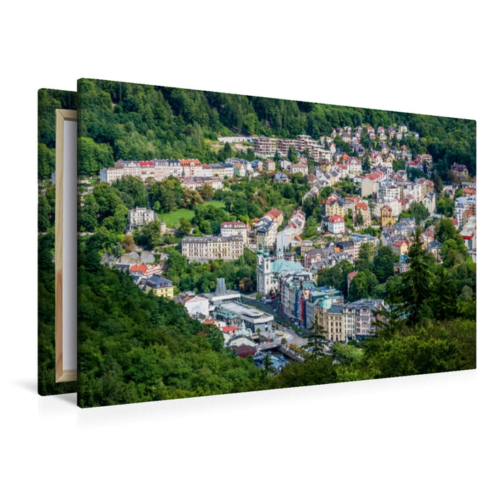 Premium Textil-Leinwand Premium Textil-Leinwand 120 cm x 80 cm quer KARLSBAD Aussicht vom Dianaturm