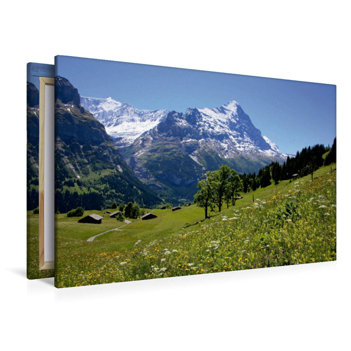 Toile textile haut de gamme Toile textile haut de gamme 120 cm x 80 cm paysage Grindelwald, Eiger - swissmountainview.ch 