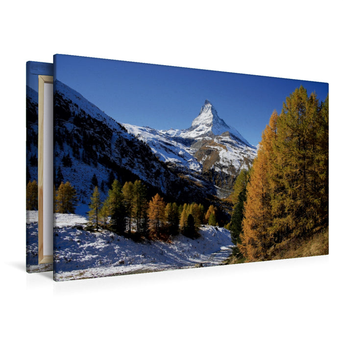 Premium Textil-Leinwand Premium Textil-Leinwand 120 cm x 80 cm quer Zermatt, Matterhorn - swissmountainview.ch