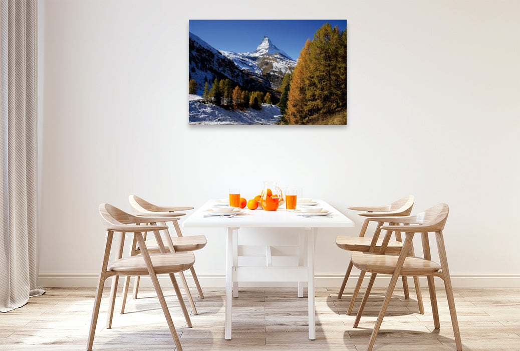 Premium Textil-Leinwand Premium Textil-Leinwand 120 cm x 80 cm quer Zermatt, Matterhorn - swissmountainview.ch