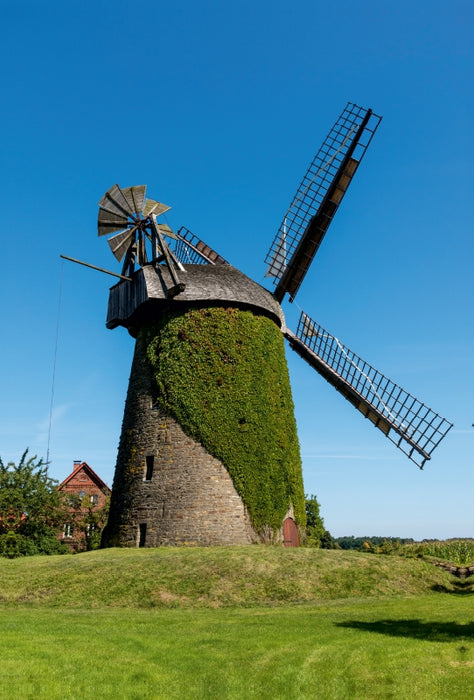 Toile textile haut de gamme Toile textile haut de gamme 80 cm x 120 cm de haut Königsmühle, moulin à vent hollandais, champ d'âme 