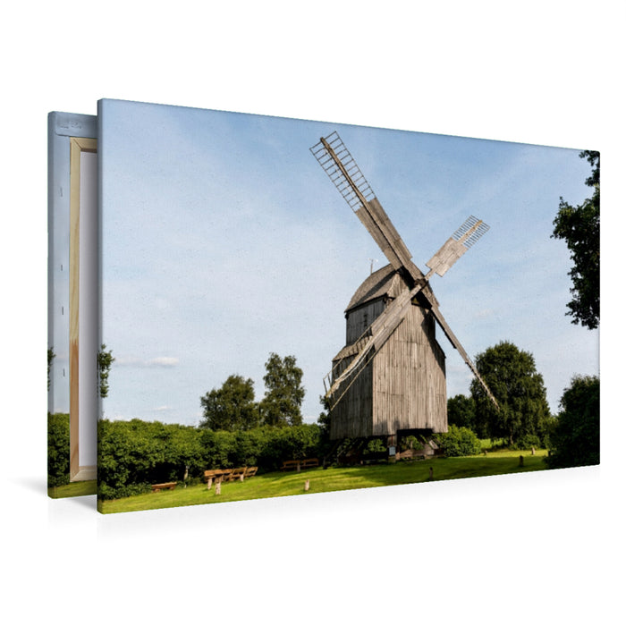 Toile textile premium Toile textile premium 120 cm x 80 cm paysage Moulin à poste, moulin à vent, malheur 