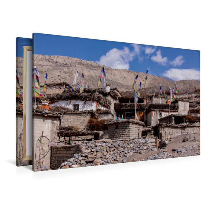 Premium Textil-Leinwand Premium Textil-Leinwand 120 cm x 80 cm quer Das Dorf Manang im Annapurna-Gebiet