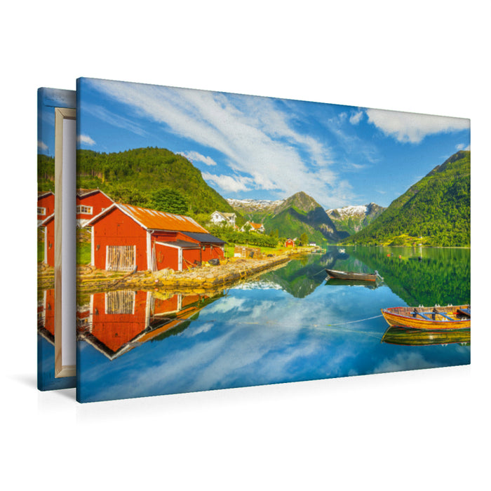 Premium Textil-Leinwand Premium Textil-Leinwand 120 cm x 80 cm quer Der Sognefjord bei Balestrand, Norwegen