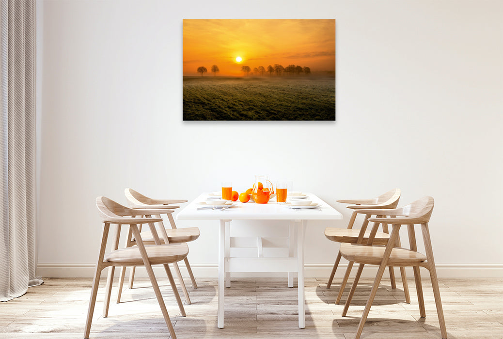 Premium Textil-Leinwand Premium Textil-Leinwand 120 cm x 80 cm quer Sonnenaufgang in Friesland