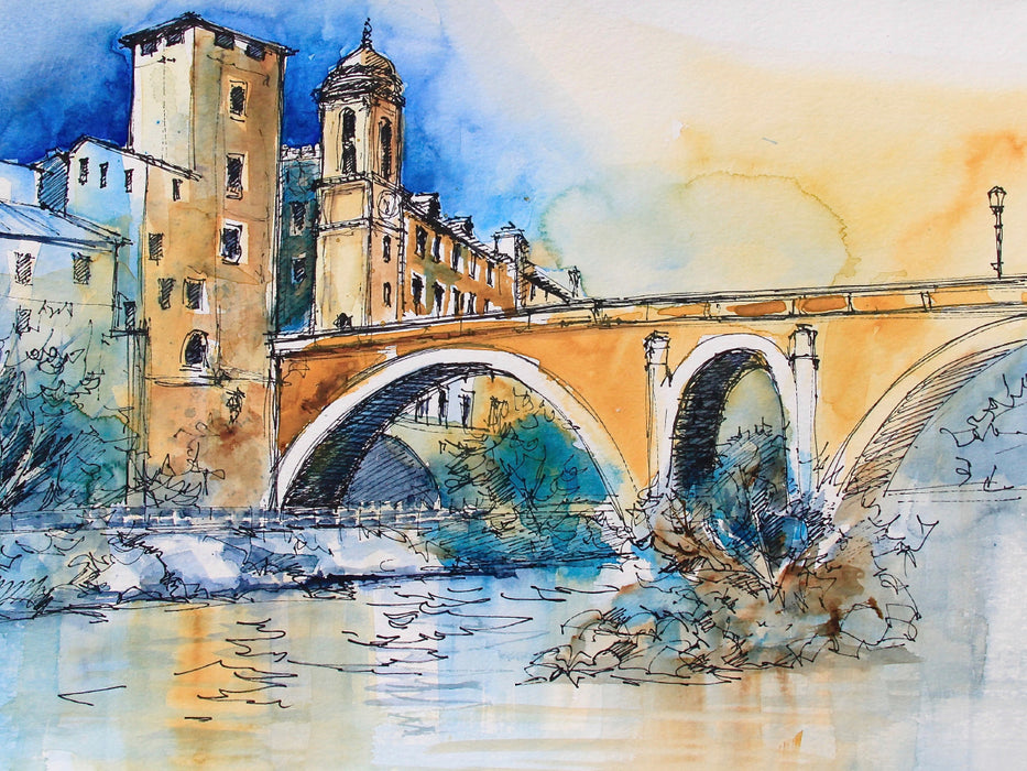Brücke in Trastevere, Rom, Italien - CALVENDO Foto-Puzzle - calvendoverlag 29.99