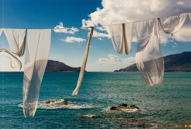 Premium Textil-Leinwand Premium Textil-Leinwand 120 cm x 80 cm quer Die weißen Gewänder wiegen sich im Wind und geben den Blick auf die „Schildkröteninsel“ frei