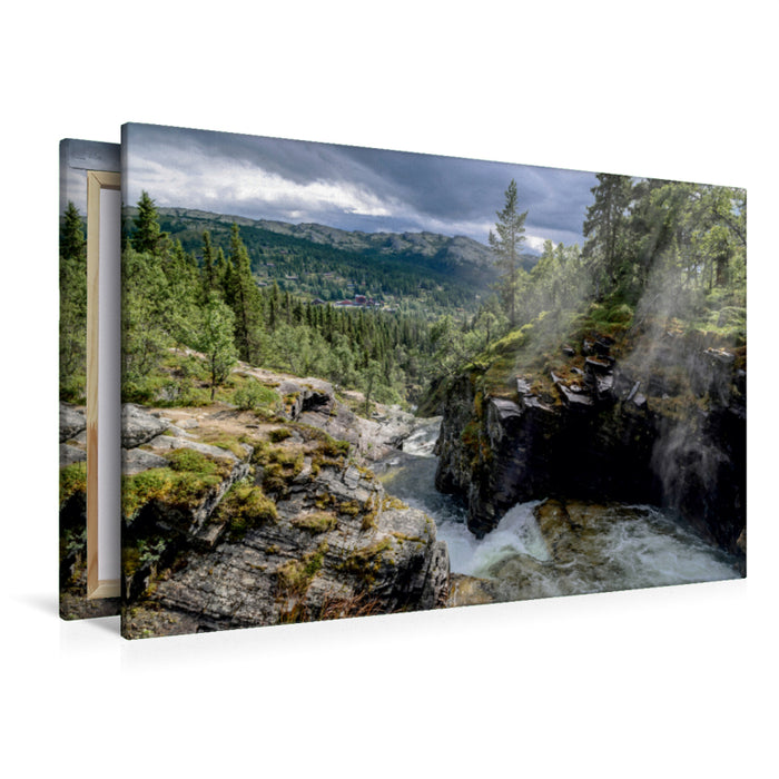 Toile textile premium Toile textile premium 120 cm x 80 cm paysage Cascade Parc National de Rondane 