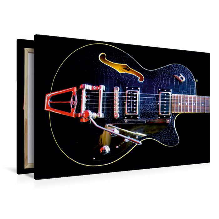 Premium Textil-Leinwand Premium Textil-Leinwand 120 cm x 80 cm quer Outlaw - Semi-Hollow Body Gitarre