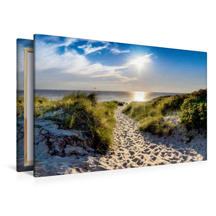 Premium Textil-Leinwand Premium Textil-Leinwand 120 cm x 80 cm quer Strandübergang zur Nordsee