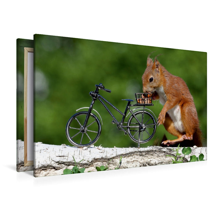 Premium Textil-Leinwand Premium Textil-Leinwand 120 cm x 80 cm quer Fahrradtour mit Luna