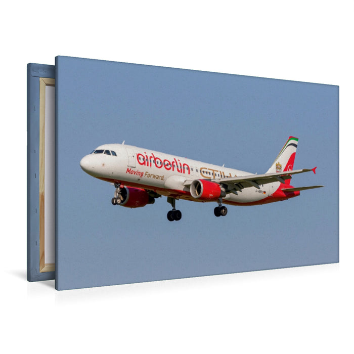 Premium Textil-Leinwand Premium Textil-Leinwand 120 cm x 80 cm quer Wandbild: Airberlin Airbus A320-200