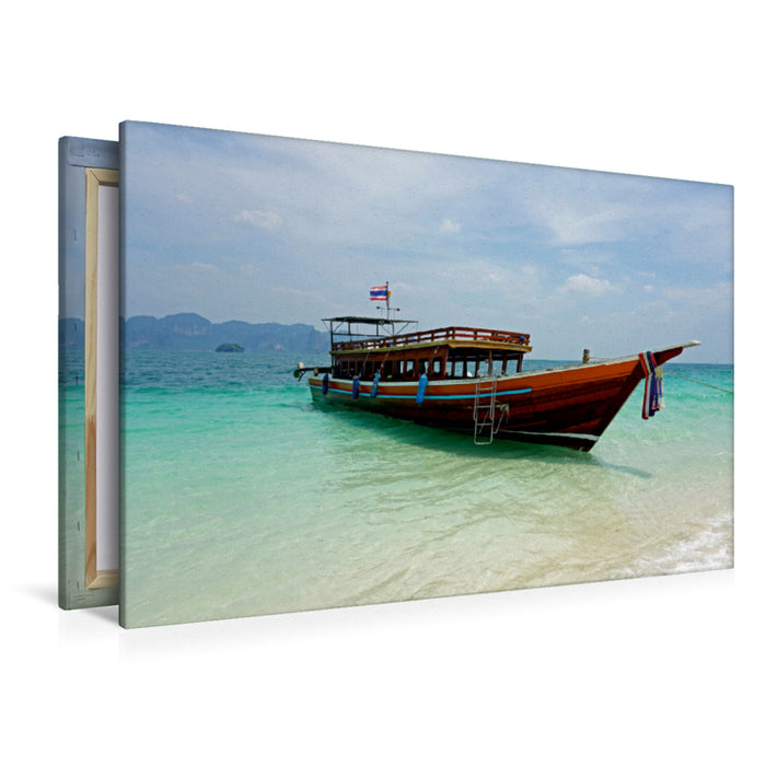 Premium Textil-Leinwand Premium Textil-Leinwand 120 cm x 80 cm quer Ausflugsboot auf Koh Samui, Thailand