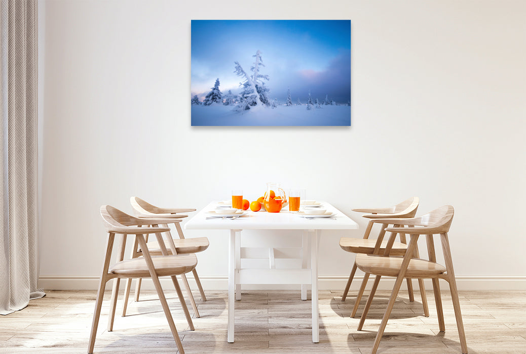 Premium textile canvas Premium textile canvas 120 cm x 80 cm across A motif from the calendar Karelia - winter hiking in Finland 