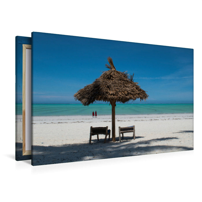 Premium textile canvas Premium textile canvas 120 cm x 80 cm landscape beach - umbrella with a view 