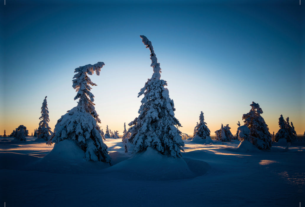 Premium textile canvas Premium textile canvas 120 cm x 80 cm landscape Karelia in the setting sun 