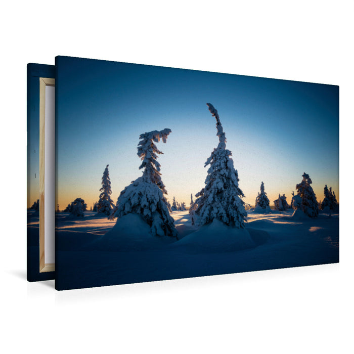 Premium textile canvas Premium textile canvas 120 cm x 80 cm landscape Karelia in the setting sun 