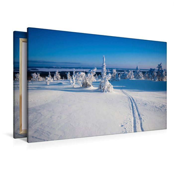 Premium textile canvas Premium textile canvas 120 cm x 80 cm across ski track into the distance 