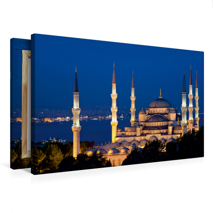 Premium Textil-Leinwand Premium Textil-Leinwand 75 cm x 50 cm quer Sultan-Ahmed-Moschee zur blauen Stunde
