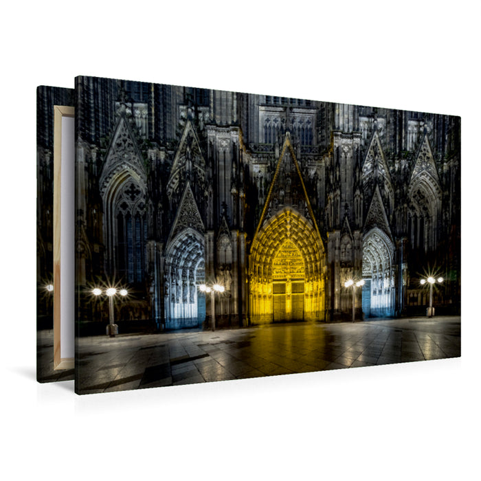 Toile textile haut de gamme Toile textile haut de gamme 120 cm x 80 cm à travers la cathédrale de Cologne. Portail ouest 