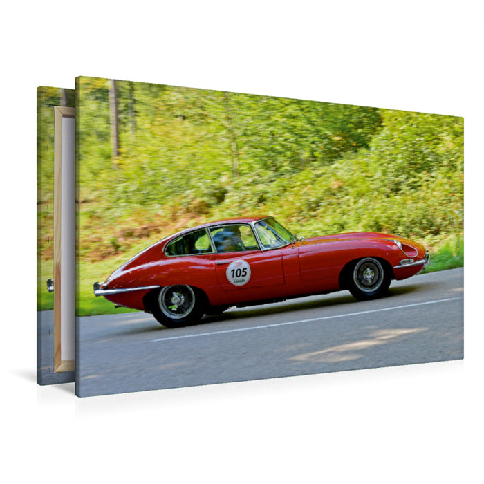 Toile textile premium Toile textile premium 120 cm x 80 cm paysage Jaguar E Type S1, 5 FHC - 1968 