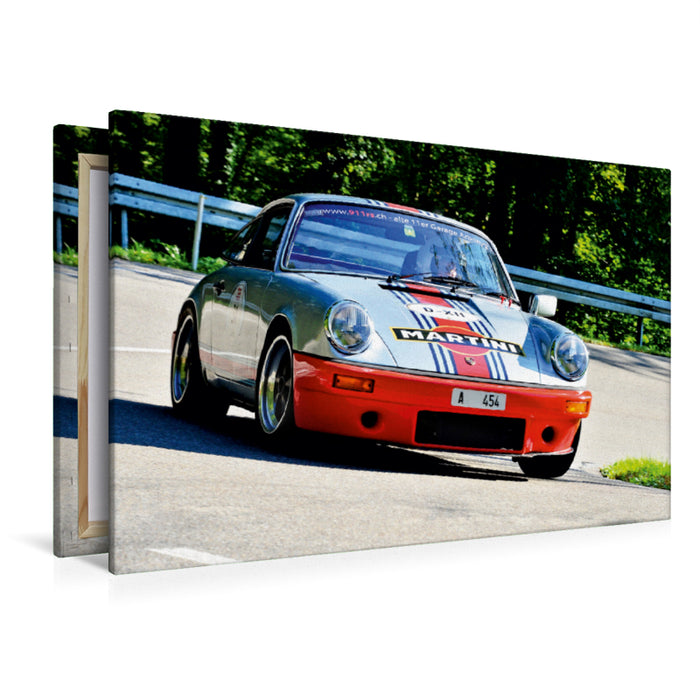 Premium Textil-Leinwand Premium Textil-Leinwand 120 cm x 80 cm quer Porsche 911 RSR Martini - 1976