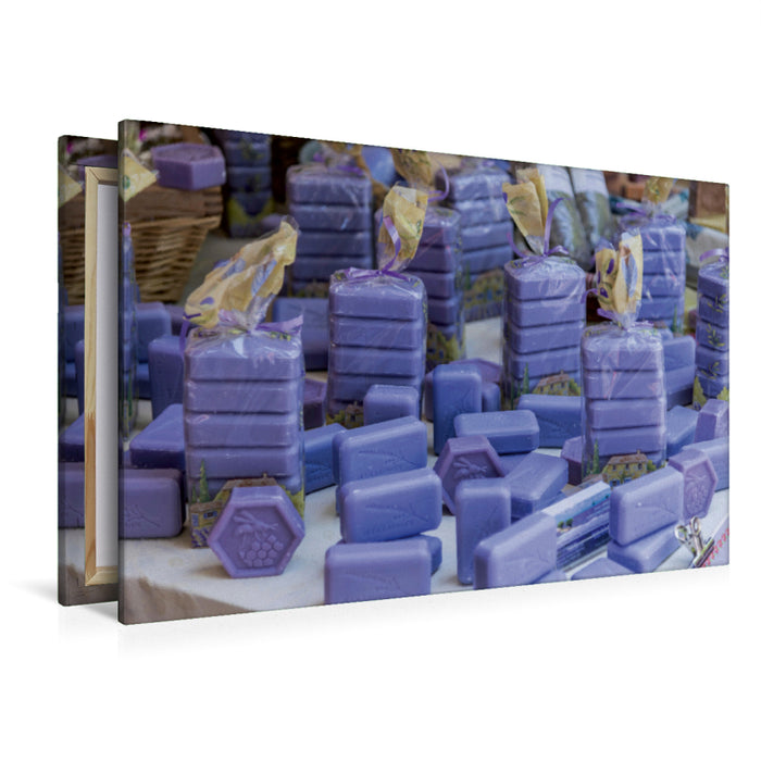 Premium Textil-Leinwand Premium Textil-Leinwand 120 cm x 80 cm quer Lavendelseife