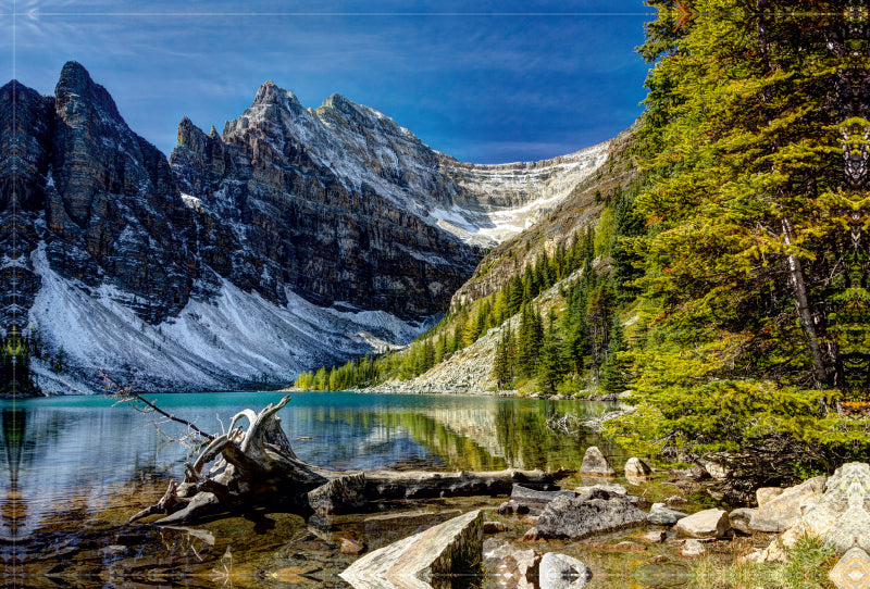 Toile textile haut de gamme Toile textile haut de gamme 120 cm x 80 cm paysage Lac Agnes, Alberta 